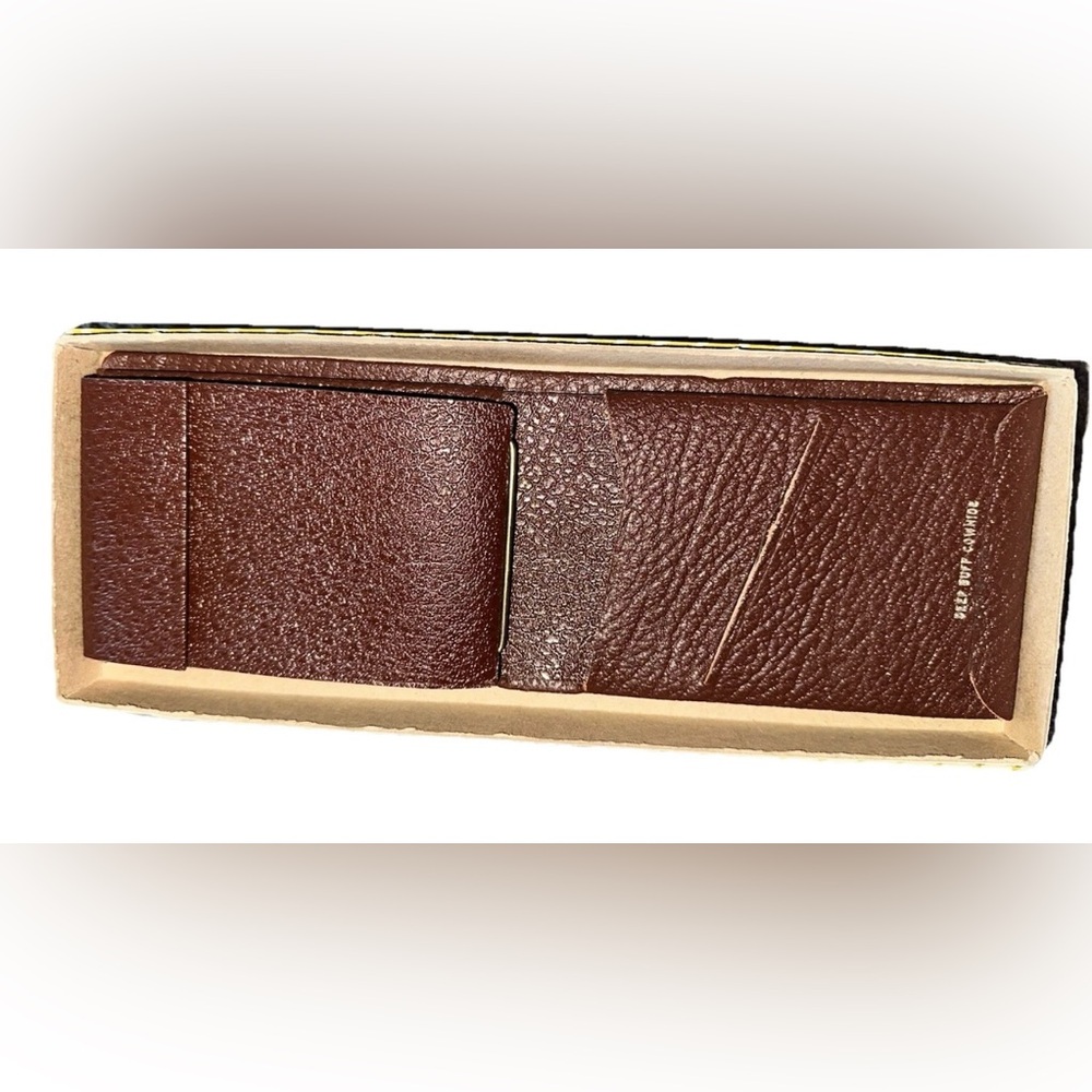 Deep Buff Cowhide Brown Leather Bifold Wallet Brand‎ New No Crease In Box